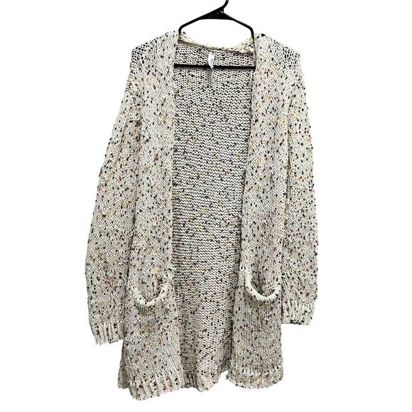 L Love Boutique Cream Open Front Cardigan Popcorn Sweater Large - Picture 1 of 6